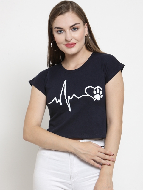 

Everlush Women Navy Blue Printed Top