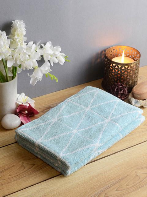 

Softweave Men Set Of 2 Self Design 500 GSM Hand Towels, Blue