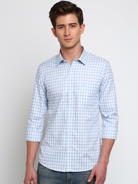 Crocodile Men Blue Slim Fit Checked Casual Shirt