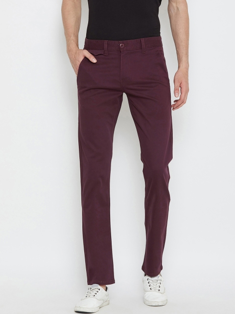 

Wear Your Mind Men Maroon Regular Fit Solid Regular Trousers