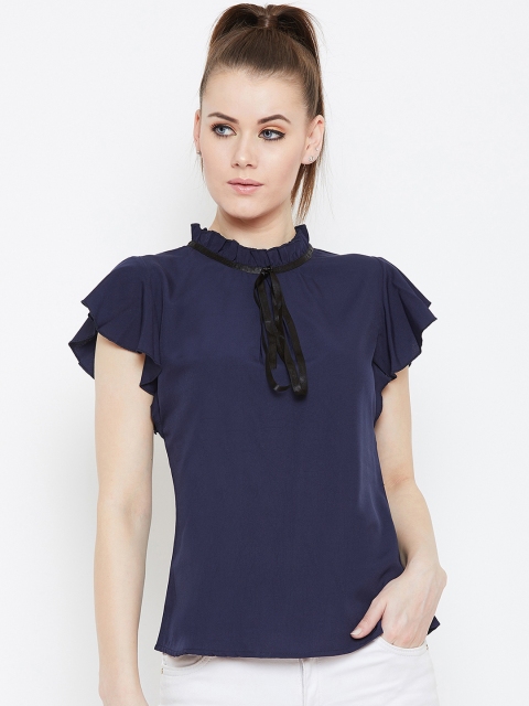 

Berrylush Women Navy Blue Solid Top
