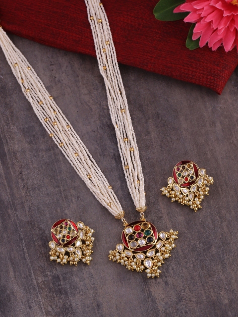 

Studio Voylla Women Gold-Toned & White Jewellery Set