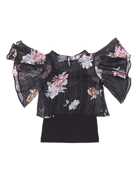 

Gini and Jony Girls Black Printed Top
