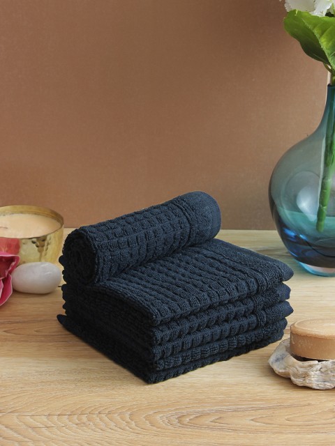 

Softweave Men Set Of 6 Self Design 450 GSM Face Towels, Blue