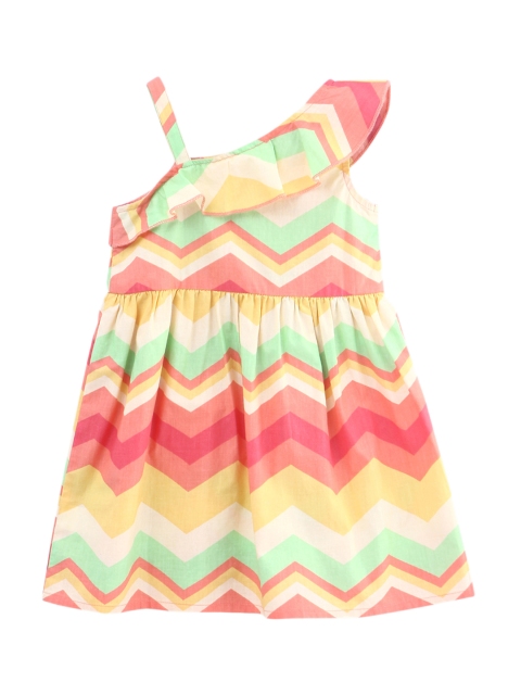 

Beebay Girls Orange Striped Fit and Flare Dress