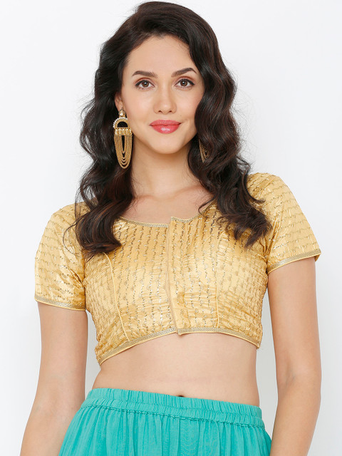 

Salwar Studio Women Gold-Toned Embroidered Saree Blouse