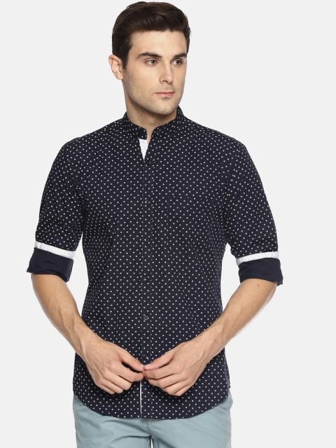 

IVOC Men Navy Blue & Navy Blue Slim Fit Printed Casual Shirt