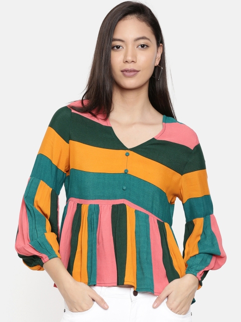 

Chumbak Women Multicoloured Striped Empire Top, Multi