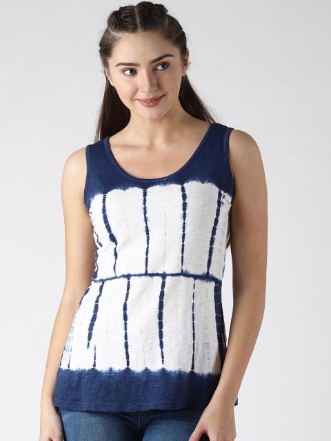 

Blue Saint Women Navy Blue & White Dyed Top