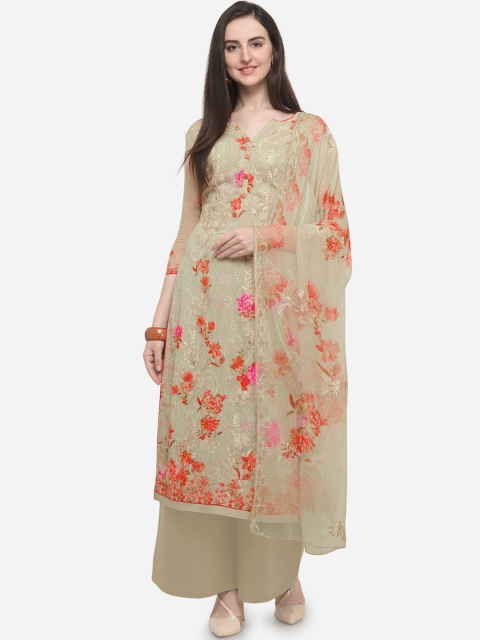 

RIYA Khaki Poly Georgette Unstitched Dress Material