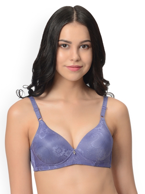 

mod & shy Blue Self Design Non-Wired Lightly Padded Push-Up Bra MS31