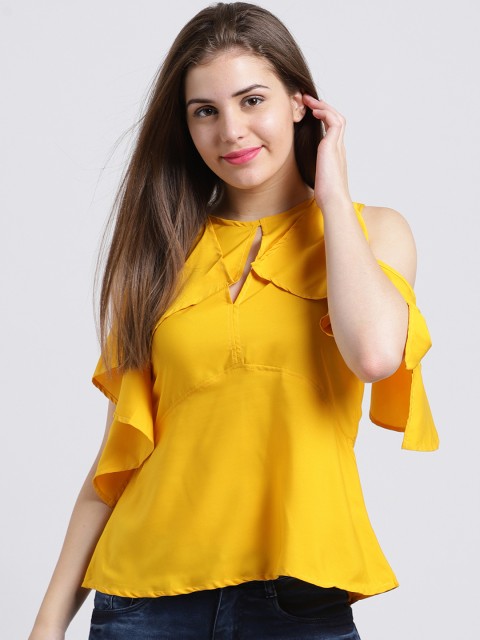 

Sibi Women Yellow Solid Empire Top