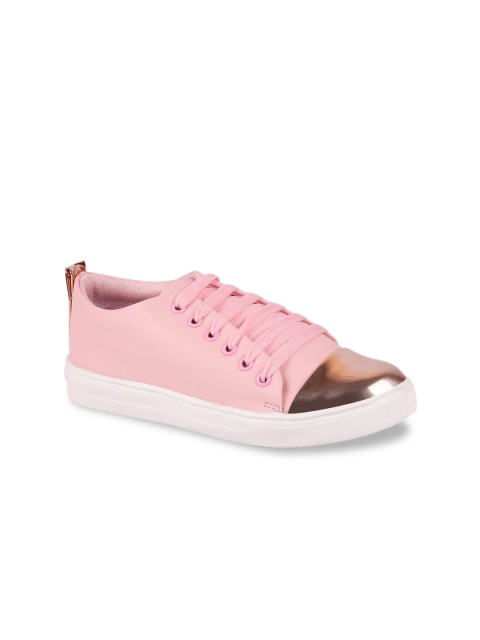 

FAUSTO Women Pink & Gold-Toned Colourblocked Sneakers