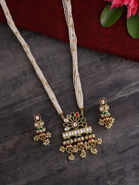 

Studio Voylla Women Gold-Toned & White Jewellery Set