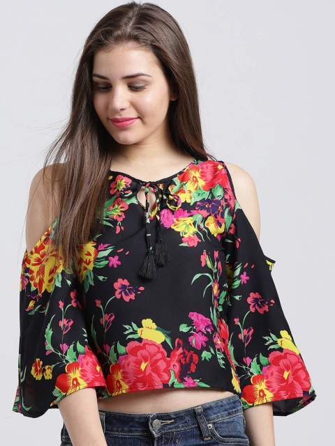 

Sibi Women Black Floral Printed Top