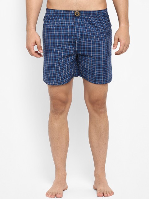 

Joven Men Blue Checked Regular-Fit Pure Cotton Boxers JB26