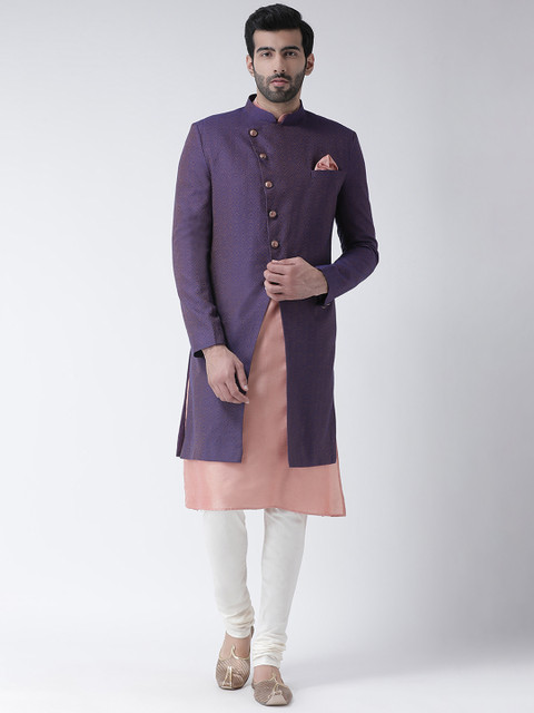 

KISAH Men Purple & Pink Sherwani Set