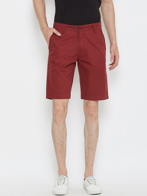 

Wear Your Mind Men Maroon Solid Regular Fit Regular Shorts