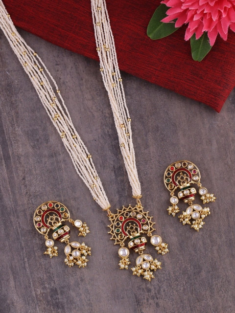 

Studio Voylla Women Gold-Toned & White Jewellery Set