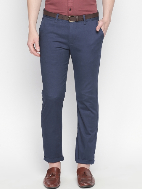 

Basics Men Navy Blue Slim Fit Solid Regular Trousers