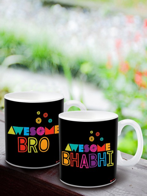 

Archies Black 2-Pieces Printed Ceramic Cups Set