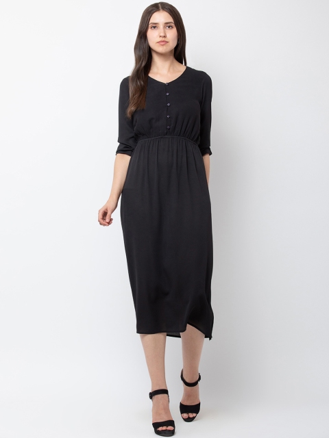 

DODO & MOA Women Black Solid Empire Dress
