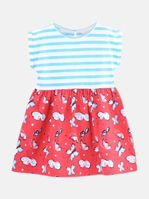 

Beebay Girls Red & Blue Striped Fit and Flare Dress
