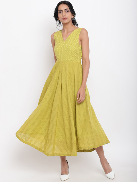 

trueBrowns Women Green Fit and Flare Dress