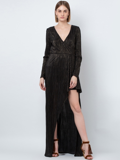 

DODO & MOA Women Black Self Design Maxi Dress