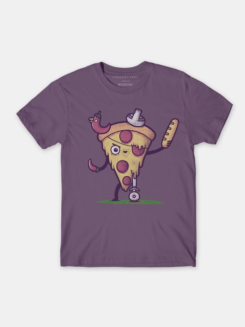 

THREADCURRY Boys Purple Pizza Funny Print Tshirt