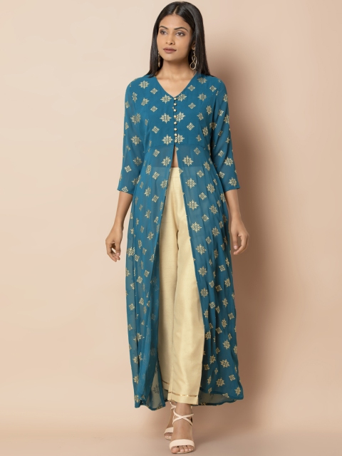 

INDYA Women Blue Printed Tunic