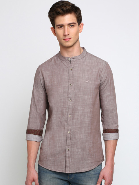 

Crocodile Men Brown Slim Fit Solid Casual Shirt