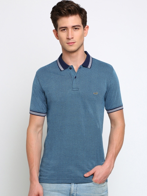 

Crocodile Men Blue Printed Polo Collar T-shirt