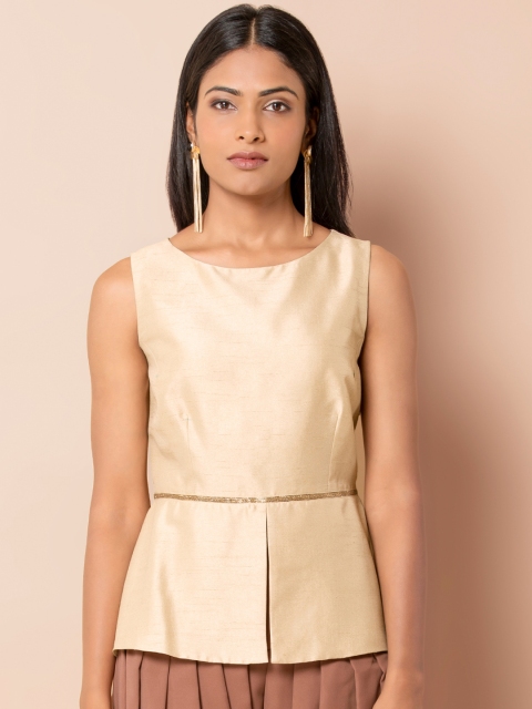 

INDYA Women Beige Solid Peplum Top
