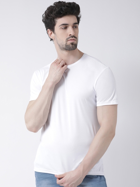 

Friskers Men White Solid Round Neck Slim Fit T-shirt