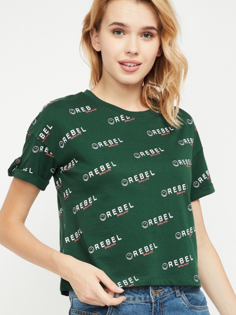 

Smiley World Women Green Printed Tshirt