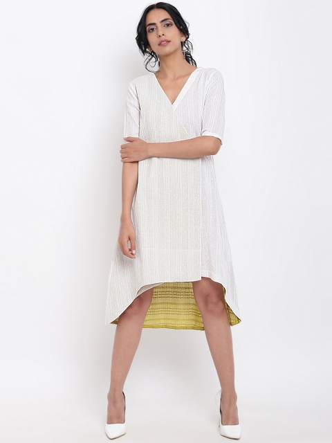 

trueBrowns Women White Solid A-Line Dress