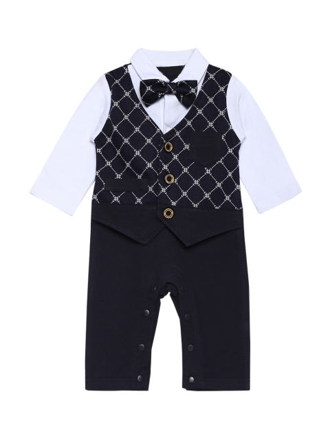 

AJ DEZINES Boys Black & Blue Colorblocked Romper