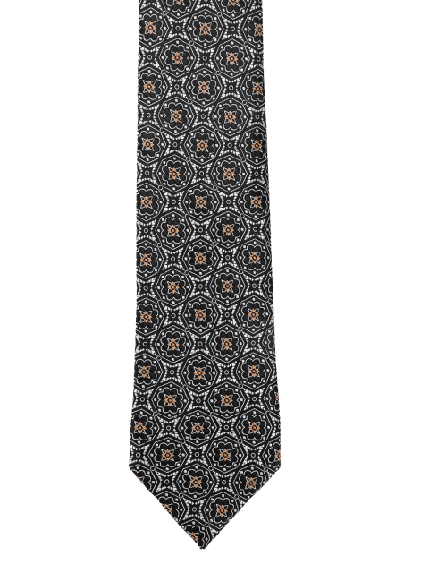 

Calvadoss Black & White Woven Design Broad Tie