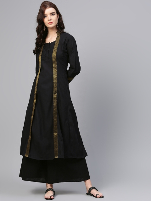 

Bhama Couture Women Black Self Design Kurta with Palazzos