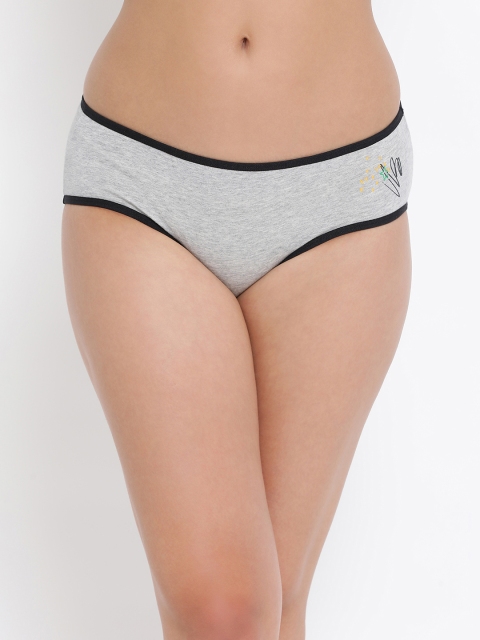 

Clovia Women Grey Solid Hipster Briefs PN3272A01XL
