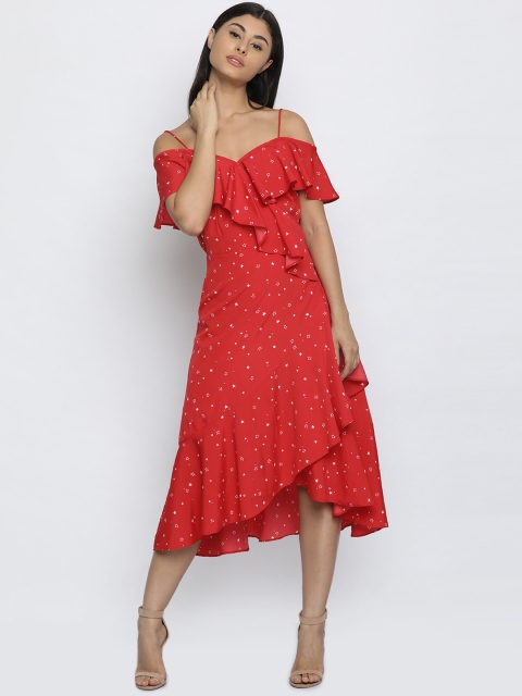

ISU Women Red Printed Wrap Dress