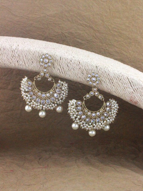 

Sia Art Jewellery Gold-Plated White Floral Chandbalis