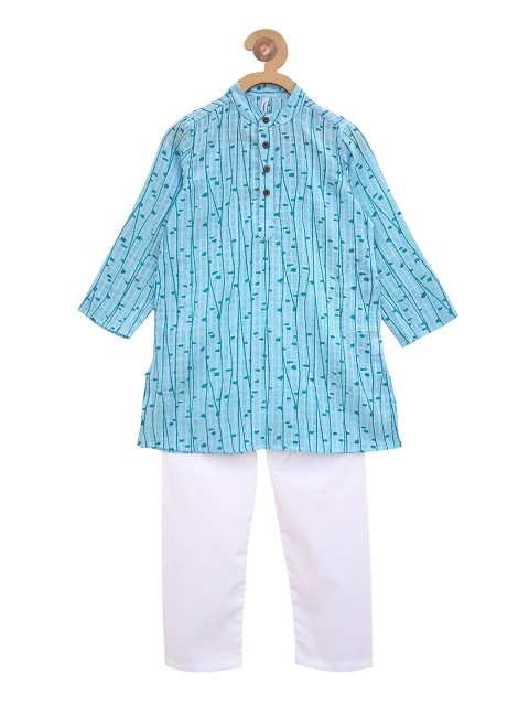 

Campana Boys Blue & White Printed Kurta with Pyjamas