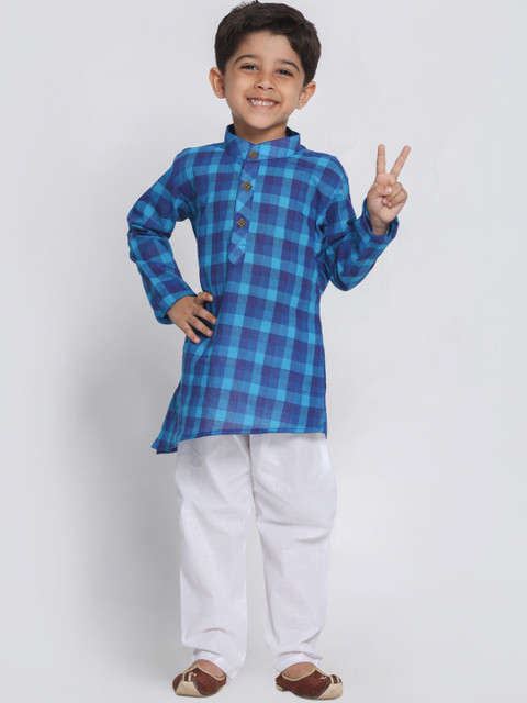 

VASTRAMAY Boys Blue & White Printed Kurta with Churidar