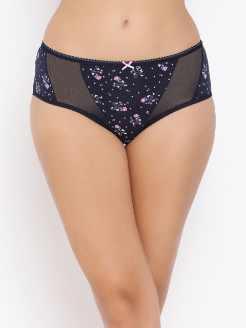 

Clovia Women Navy Blue & Pink Printed Mid Rise Hipster Briefs PN3290P08XL