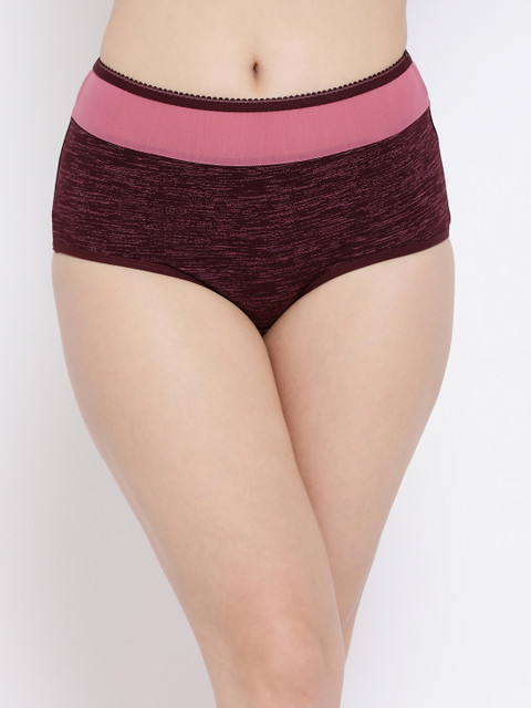 

Clovia Women Maroon Solid High-Waist Hipster Brief PN3293P15
