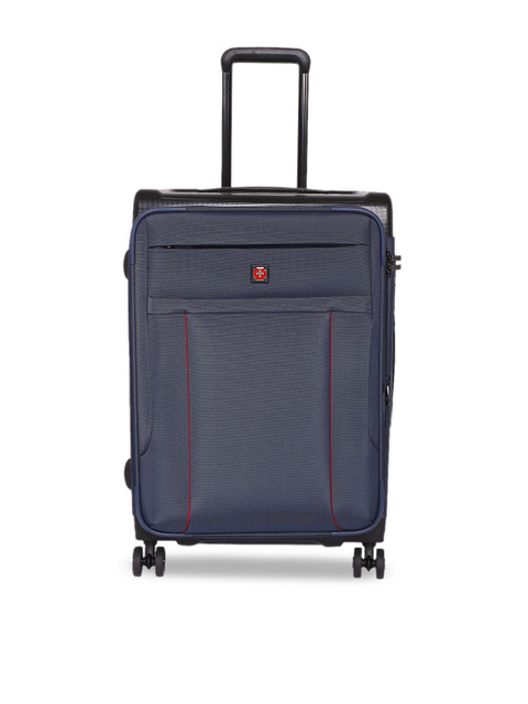 

SWISS BRAND Navy Blue Solid Perth Soft-Sided Large Trolley Bag