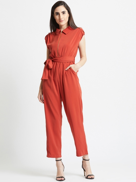 

COVER STORY Women Green Solid Capri Jumpsuit, Red