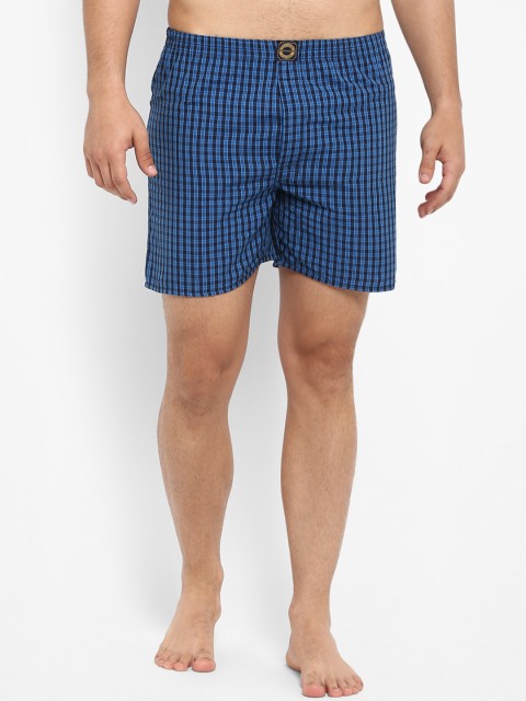 

Joven Men's Navy Blue Checked Regular-Fit Boxers JB39